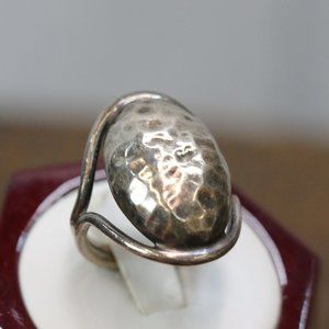 Sterling Elongated Hammered Ring